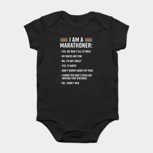 Funny Running Marathon Runner Coach I Am A Marathoner Baby Bodysuit